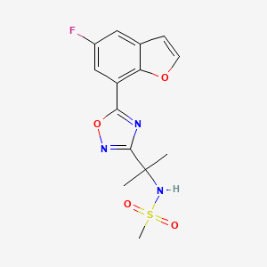 N-[2-[5-(5-fluoro-1-benzofuran-7-yl)-1,2,4-oxadiazol-3-yl]propan-2-yl]methanesulfonamide