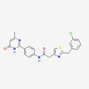 2-[2-[(3-chlorophenyl)methyl]-1,3-thiazol-4-yl]-N-[4-(4-methyl-6-oxo-1H-pyrimidin-2-yl)phenyl]acetamide