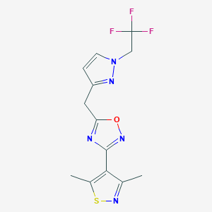 3-(3,5-Dimethyl-1,2-thiazol-4-yl)-5-[[1-(2,2,2-trifluoroethyl)pyrazol-3-yl]methyl]-1,2,4-oxadiazole