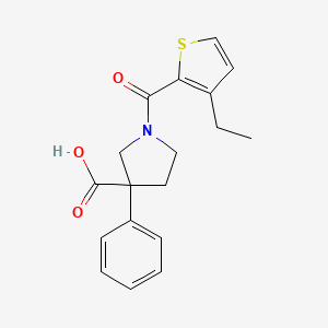 molecular formula C18H19NO3S B7446284 1-(3-Ethylthiophene-2-carbonyl)-3-phenylpyrrolidine-3-carboxylic acid 