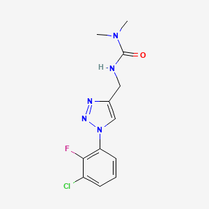 molecular formula C12H13ClFN5O B7446313 3-[[1-(3-Chloro-2-fluorophenyl)triazol-4-yl]methyl]-1,1-dimethylurea 