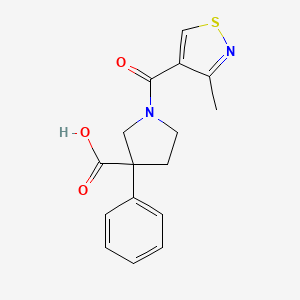 1-(3-Methyl-1,2-thiazole-4-carbonyl)-3-phenylpyrrolidine-3-carboxylic acid