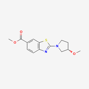 molecular formula C14H16N2O3S B7446356 methyl 2-[(3S)-3-methoxypyrrolidin-1-yl]-1,3-benzothiazole-6-carboxylate 