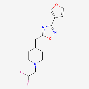 molecular formula C14H17F2N3O2 B7446383 5-[[1-(2,2-Difluoroethyl)piperidin-4-yl]methyl]-3-(furan-3-yl)-1,2,4-oxadiazole 