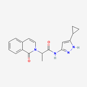 molecular formula C18H18N4O2 B7446390 N-(5-cyclopropyl-1H-pyrazol-3-yl)-2-(1-oxoisoquinolin-2-yl)propanamide 