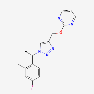 molecular formula C16H16FN5O B7446392 2-[[1-[(1S)-1-(4-fluoro-2-methylphenyl)ethyl]triazol-4-yl]methoxy]pyrimidine 