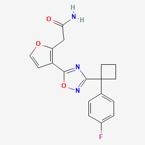 2-[3-[3-[1-(4-Fluorophenyl)cyclobutyl]-1,2,4-oxadiazol-5-yl]furan-2-yl]acetamide