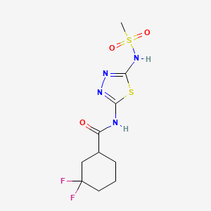 molecular formula C10H14F2N4O3S2 B7446421 3,3-difluoro-N-[5-(methanesulfonamido)-1,3,4-thiadiazol-2-yl]cyclohexane-1-carboxamide 