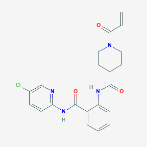 molecular formula C21H21ClN4O3 B7446434 N-{2-[(5-chloropyridin-2-yl)carbamoyl]phenyl}-1-(prop-2-enoyl)piperidine-4-carboxamide 