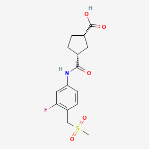 (1S,3R)-3-[[3-fluoro-4-(methylsulfonylmethyl)phenyl]carbamoyl]cyclopentane-1-carboxylic acid