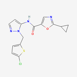 N-[2-[(5-chlorothiophen-2-yl)methyl]pyrazol-3-yl]-2-cyclopropyl-1,3-oxazole-5-carboxamide