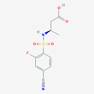 molecular formula C11H11FN2O4S B7446555 (3R)-3-[(4-cyano-2-fluorophenyl)sulfonylamino]butanoic acid 