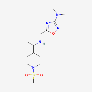 molecular formula C13H25N5O3S B7446665 N,N-dimethyl-5-[[1-(1-methylsulfonylpiperidin-4-yl)ethylamino]methyl]-1,2,4-oxadiazol-3-amine 