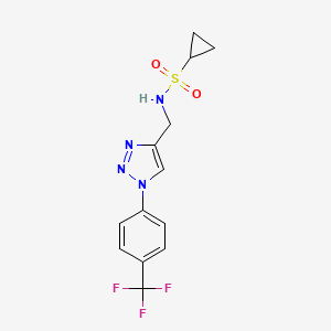 molecular formula C13H13F3N4O2S B7446676 N-[[1-[4-(trifluoromethyl)phenyl]triazol-4-yl]methyl]cyclopropanesulfonamide 