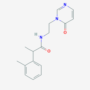 molecular formula C16H19N3O2 B7446705 2-(2-methylphenyl)-N-[2-(6-oxopyrimidin-1-yl)ethyl]propanamide 