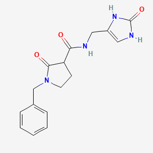 molecular formula C16H18N4O3 B7446707 1-benzyl-2-oxo-N-[(2-oxo-1,3-dihydroimidazol-4-yl)methyl]pyrrolidine-3-carboxamide 