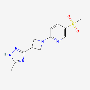 molecular formula C12H15N5O2S B7446713 5-methylsulfonyl-2-[3-(5-methyl-1H-1,2,4-triazol-3-yl)azetidin-1-yl]pyridine 