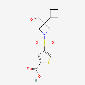 molecular formula C14H19NO5S2 B7446715 4-[3-Cyclobutyl-3-(methoxymethyl)azetidin-1-yl]sulfonylthiophene-2-carboxylic acid 