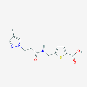 molecular formula C13H15N3O3S B7446774 5-[[3-(4-Methylpyrazol-1-yl)propanoylamino]methyl]thiophene-2-carboxylic acid 