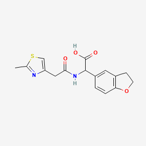 molecular formula C16H16N2O4S B7446785 2-(2,3-Dihydro-1-benzofuran-5-yl)-2-[[2-(2-methyl-1,3-thiazol-4-yl)acetyl]amino]acetic acid 