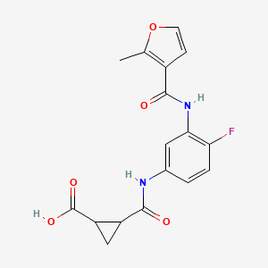 2-[[4-Fluoro-3-[(2-methylfuran-3-carbonyl)amino]phenyl]carbamoyl]cyclopropane-1-carboxylic acid