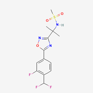 N-[2-[5-[4-(difluoromethyl)-3-fluorophenyl]-1,2,4-oxadiazol-3-yl]propan-2-yl]methanesulfonamide