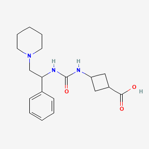 molecular formula C19H27N3O3 B7446907 3-[(1-Phenyl-2-piperidin-1-ylethyl)carbamoylamino]cyclobutane-1-carboxylic acid 