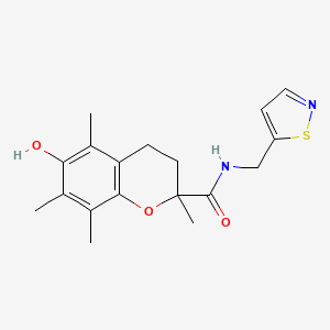 molecular formula C18H22N2O3S B7446929 6-hydroxy-2,5,7,8-tetramethyl-N-(1,2-thiazol-5-ylmethyl)-3,4-dihydrochromene-2-carboxamide 