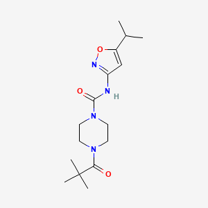 4-(2,2-dimethylpropanoyl)-N-(5-propan-2-yl-1,2-oxazol-3-yl)piperazine-1-carboxamide