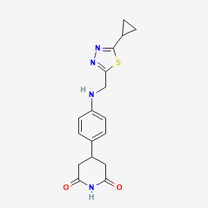 molecular formula C17H18N4O2S B7446974 4-[4-[(5-Cyclopropyl-1,3,4-thiadiazol-2-yl)methylamino]phenyl]piperidine-2,6-dione 