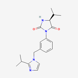 molecular formula C19H24N4O2 B7446987 (5S)-5-propan-2-yl-3-[3-[(2-propan-2-ylimidazol-1-yl)methyl]phenyl]imidazolidine-2,4-dione 