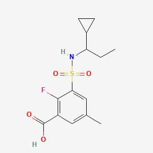 molecular formula C14H18FNO4S B7447110 3-(1-Cyclopropylpropylsulfamoyl)-2-fluoro-5-methylbenzoic acid 