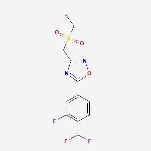 molecular formula C12H11F3N2O3S B7447294 5-[4-(Difluoromethyl)-3-fluorophenyl]-3-(ethylsulfonylmethyl)-1,2,4-oxadiazole 