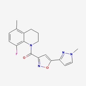 molecular formula C18H17FN4O2 B7447325 (8-fluoro-5-methyl-3,4-dihydro-2H-quinolin-1-yl)-[5-(1-methylpyrazol-3-yl)-1,2-oxazol-3-yl]methanone 