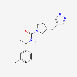 molecular formula C20H28N4O B7447371 N-[1-(3,4-dimethylphenyl)ethyl]-3-[(1-methylpyrazol-4-yl)methyl]pyrrolidine-1-carboxamide 