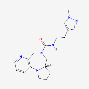 molecular formula C18H24N6O B7447392 (6S)-N-[2-(1-methylpyrazol-4-yl)ethyl]-2,8,11-triazatricyclo[8.4.0.02,6]tetradeca-1(10),11,13-triene-8-carboxamide 