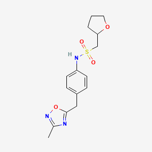 N-[4-[(3-methyl-1,2,4-oxadiazol-5-yl)methyl]phenyl]-1-(oxolan-2-yl)methanesulfonamide