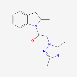 molecular formula C15H18N4O B7447432 2-(3,5-Dimethyl-1,2,4-triazol-1-yl)-1-(2-methyl-2,3-dihydroindol-1-yl)ethanone 