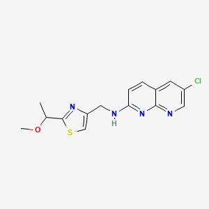 6-chloro-N-[[2-(1-methoxyethyl)-1,3-thiazol-4-yl]methyl]-1,8-naphthyridin-2-amine