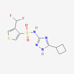 molecular formula C11H12F2N4O2S2 B7447462 N-(5-cyclobutyl-1H-1,2,4-triazol-3-yl)-4-(difluoromethyl)thiophene-3-sulfonamide 