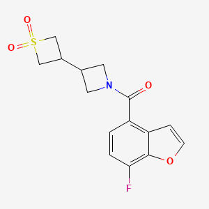 molecular formula C15H14FNO4S B7447475 [3-(1,1-Dioxothietan-3-yl)azetidin-1-yl]-(7-fluoro-1-benzofuran-4-yl)methanone 