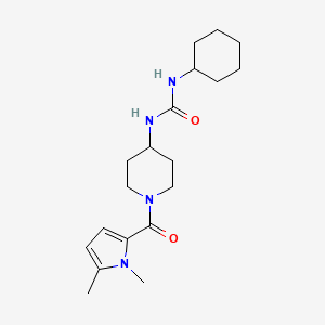 molecular formula C19H30N4O2 B7447488 1-Cyclohexyl-3-[1-(1,5-dimethylpyrrole-2-carbonyl)piperidin-4-yl]urea 