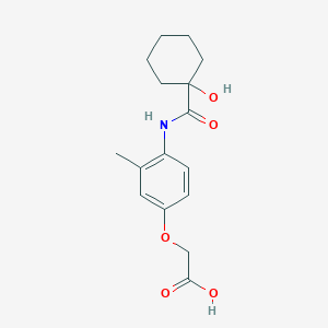 molecular formula C16H21NO5 B7447504 2-[4-[(1-Hydroxycyclohexanecarbonyl)amino]-3-methylphenoxy]acetic acid 