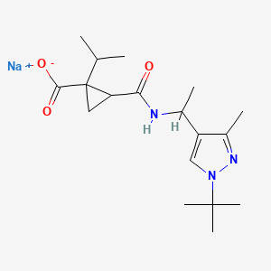 Sodium;2-[1-(1-tert-butyl-3-methylpyrazol-4-yl)ethylcarbamoyl]-1-propan-2-ylcyclopropane-1-carboxylate