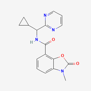 molecular formula C17H16N4O3 B7447591 N-[cyclopropyl(pyrimidin-2-yl)methyl]-3-methyl-2-oxo-1,3-benzoxazole-7-carboxamide 