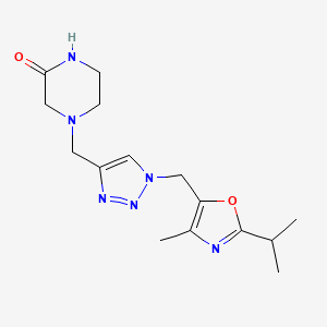 4-[[1-[(4-Methyl-2-propan-2-yl-1,3-oxazol-5-yl)methyl]triazol-4-yl]methyl]piperazin-2-one