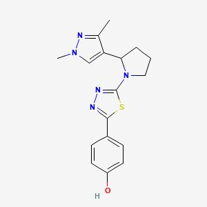 4-[5-[2-(1,3-Dimethylpyrazol-4-yl)pyrrolidin-1-yl]-1,3,4-thiadiazol-2-yl]phenol