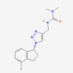 molecular formula C15H18FN5O B7447679 3-[[1-[(1R)-4-fluoro-2,3-dihydro-1H-inden-1-yl]triazol-4-yl]methyl]-1,1-dimethylurea 