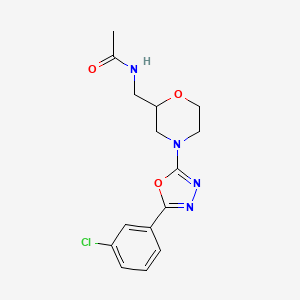 molecular formula C15H17ClN4O3 B7447740 N-[[4-[5-(3-chlorophenyl)-1,3,4-oxadiazol-2-yl]morpholin-2-yl]methyl]acetamide 