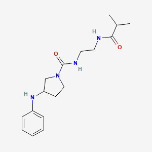 molecular formula C17H26N4O2 B7447752 3-anilino-N-[2-(2-methylpropanoylamino)ethyl]pyrrolidine-1-carboxamide 